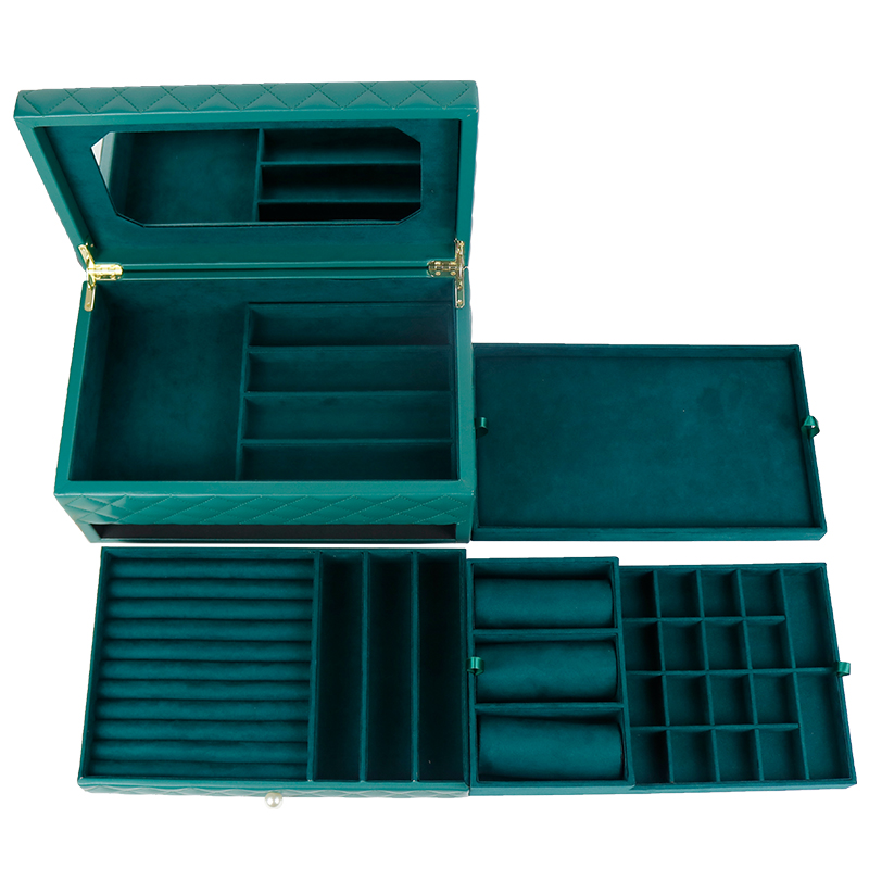 Big Capacity Jewelry Box with moveable Trays & Drawer